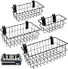 4Pcs Slatwall Baskets, Metal Slat wall Baskets Ventilated Mounted Storage Baskets Accessories for Storage Display on Garage Slatwall Panels 4pcs Black