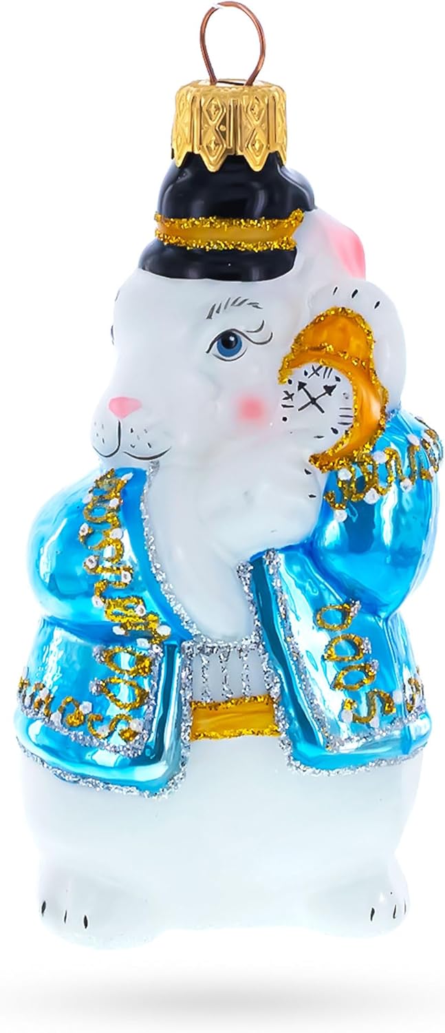 The White Rabbit Holding Watch Glass Christmas Ornament
