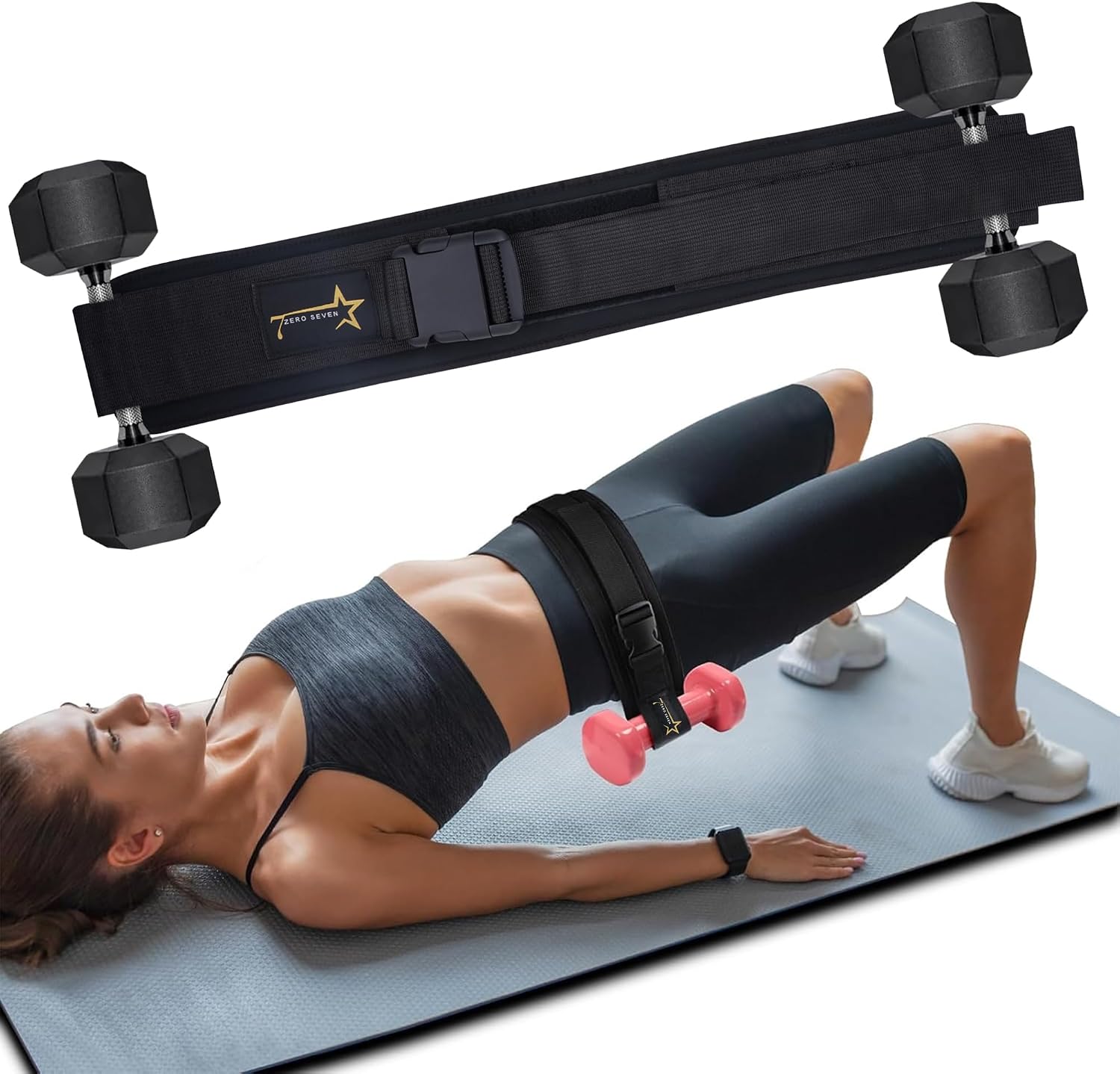 Hip Thrust Belt for Glute Workout – Heavy Duty Weight Lifting Belt for Dumbbells, Barbell, Kettlebells – Adjustable Squat & Hip Thrust Equipment for Home Gym Women & Men