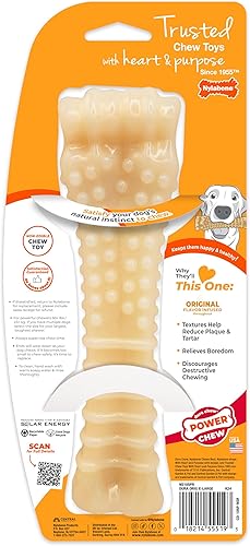 Vista 46 de Nylabone Power Chew Juguete masticable duradero con sabor a pollo, para perros medianos, para masticadores agresivos, huesos indestructibles, M/lobo