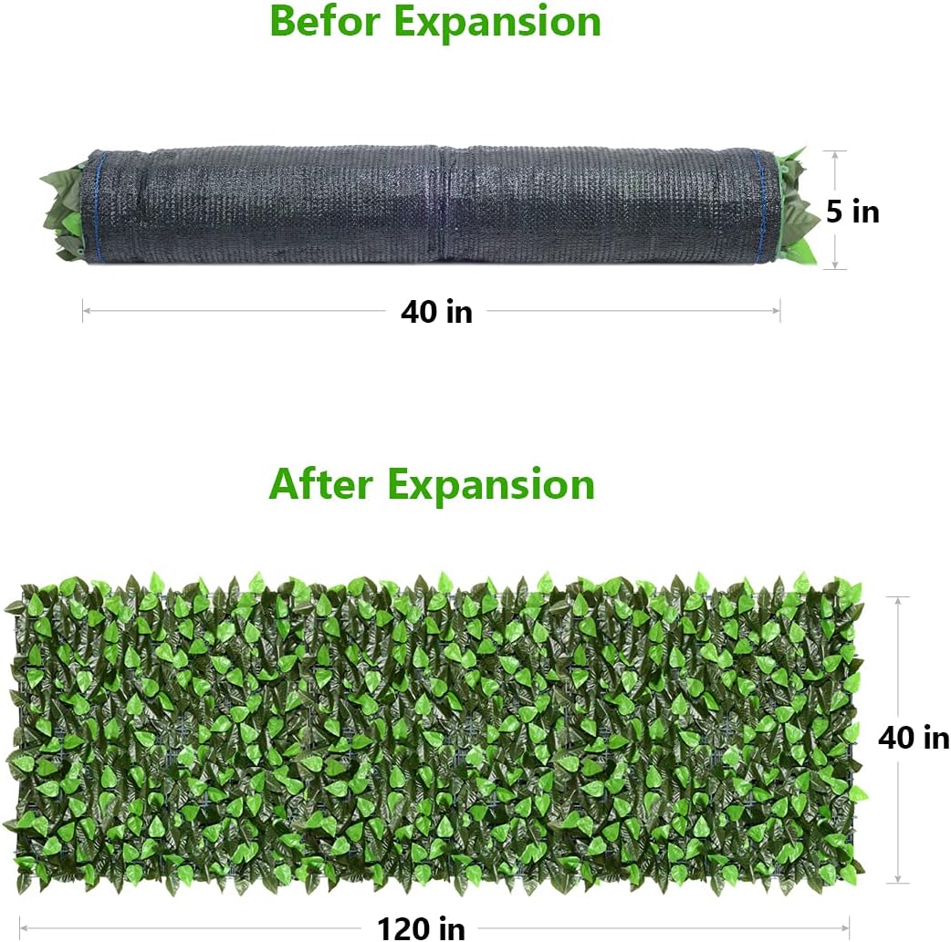 Eden's Decor Artificial Ivy Privacy Fence Screen 120"X40" Faux Ivy Privacy Wall Artificial Hedges Vine Forest-Color/Mint Green for Outdoor Decor Mesh Backing