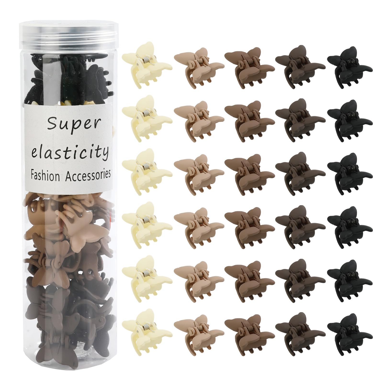 Kasmena Butterfly Hair Clips Set for Women and Girls, 30Pcs Mini Claw Clips with Strong Grip for Thin/Fine Hair