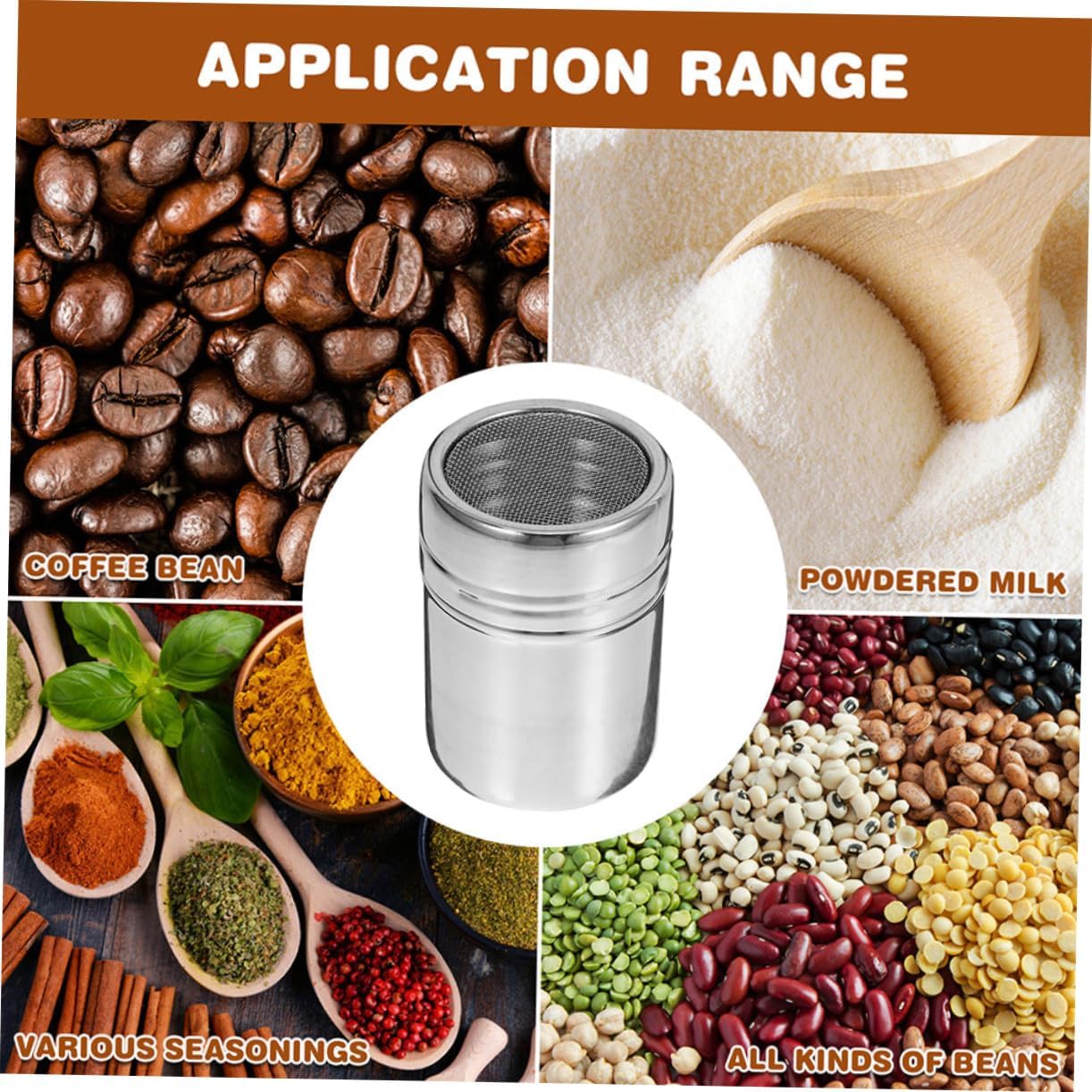 Stainless Steel Sugar Shaker Duster with Lid Fine Mesh