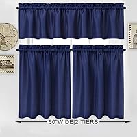 Vista 69 de NANAN Tier Curtains for Kitchen 24 Inch, Waffle Weave Textured Tailored Short Curtains for Bathroom Waterproof Window Covering Kitchen Cafe Curtains