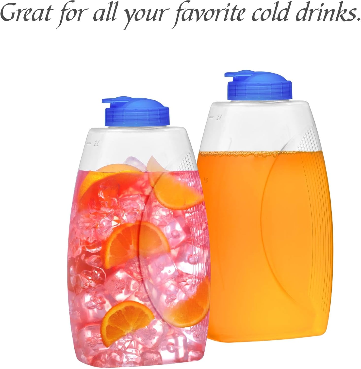 Amazing Abby - Fitly - 64-oz Plastic Pitcher (2-Pack), Unbreakable Water Pitcher with Lid, BPA-Free, Heat-Resistant, Dishwasher-Safe, Great for Both Iced and Hot Drinks, Indoors and Outdoors