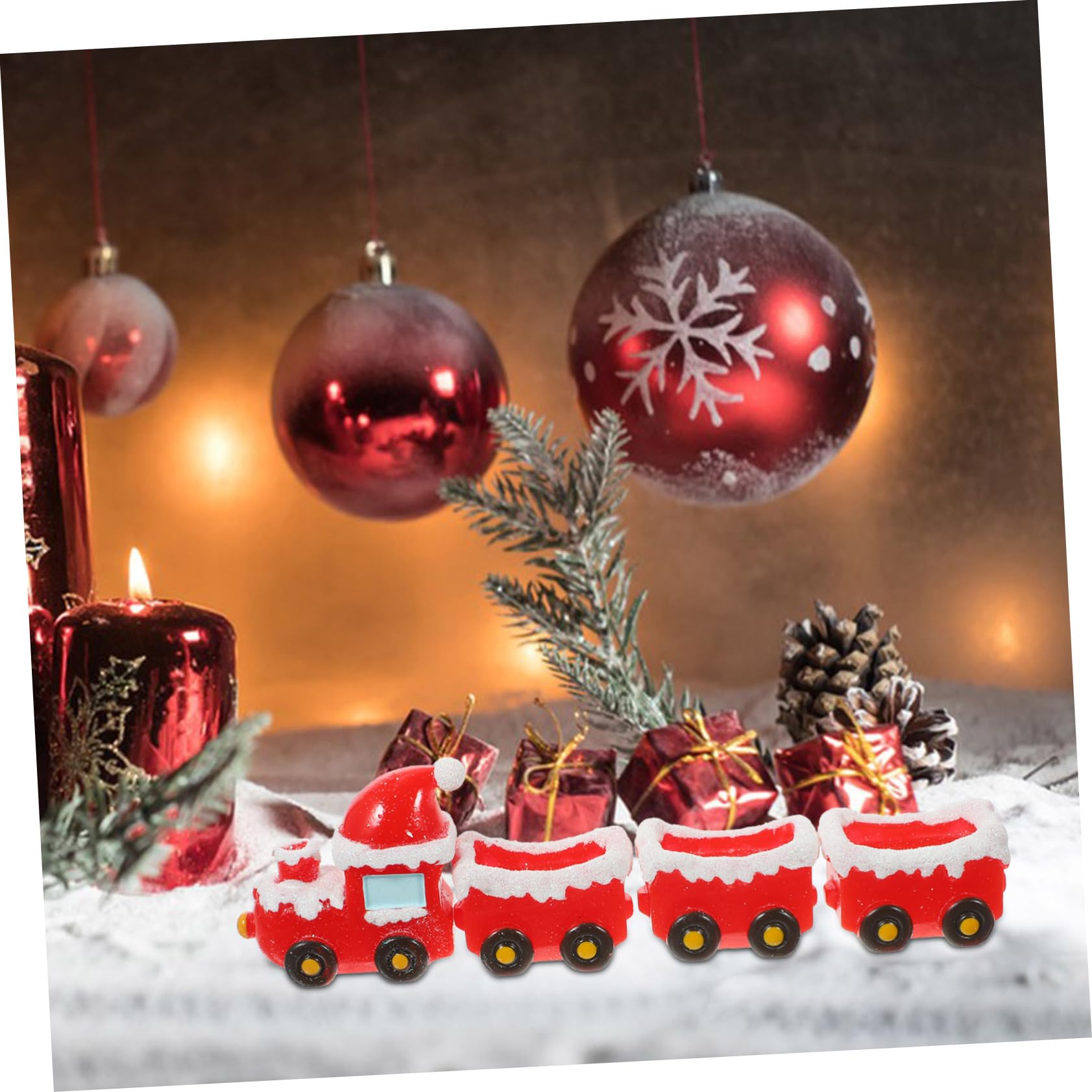 Mikikit 5 Set Ornamenti Del Treno Di Natale Figurina Cervo Scena Del Villaggio Di Natale Micro Articoli Natalizi Arredamento Natalizio Accessori Miniatura Di Natale Resina