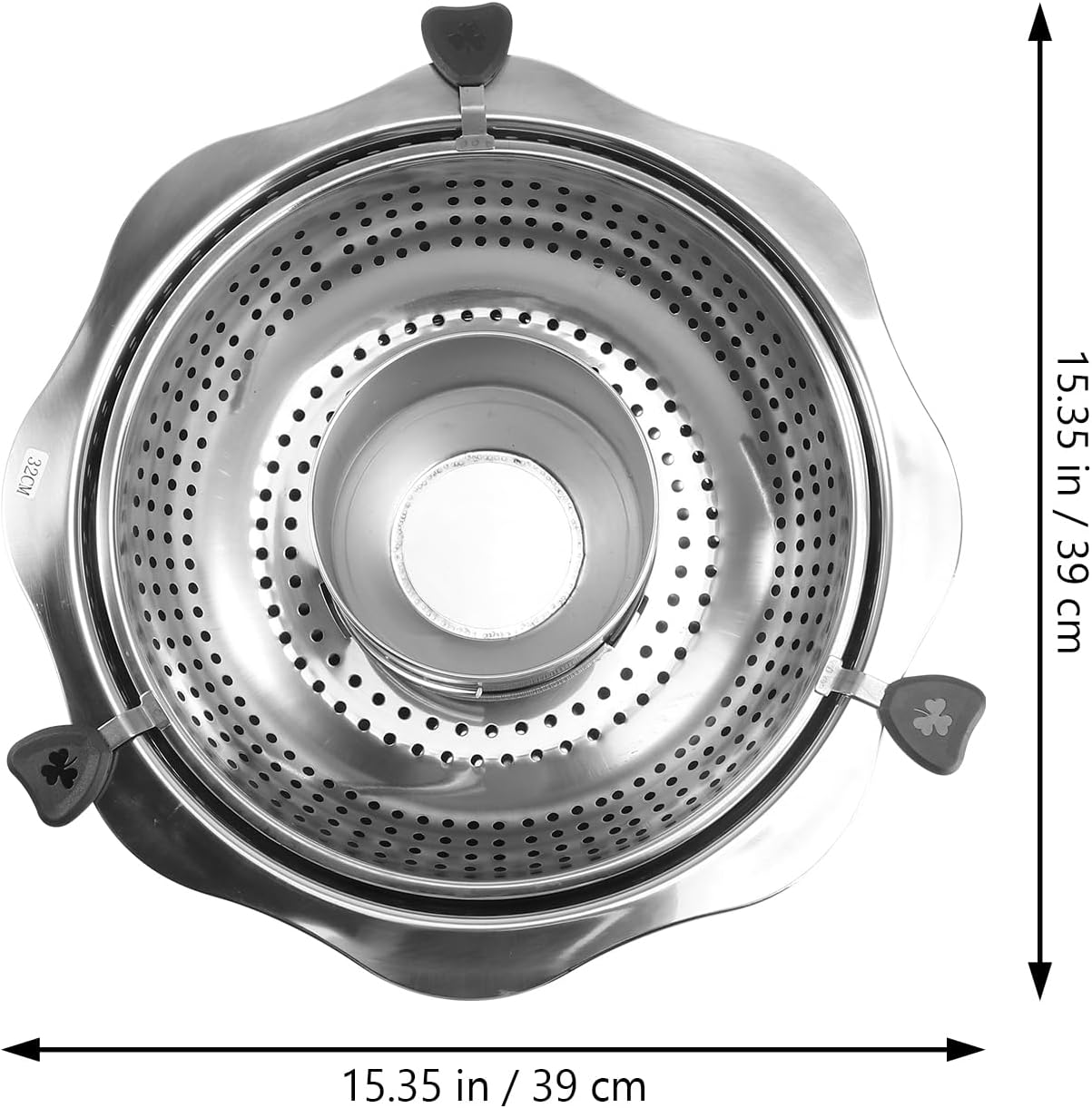 Rotating Hot Pot with Divider 12.6 Inch Stainless Steel Rotating Pot Basin with Dual-Sided Divider and Lifting Drainage Basket for Compatible with Induction and Gas Stove