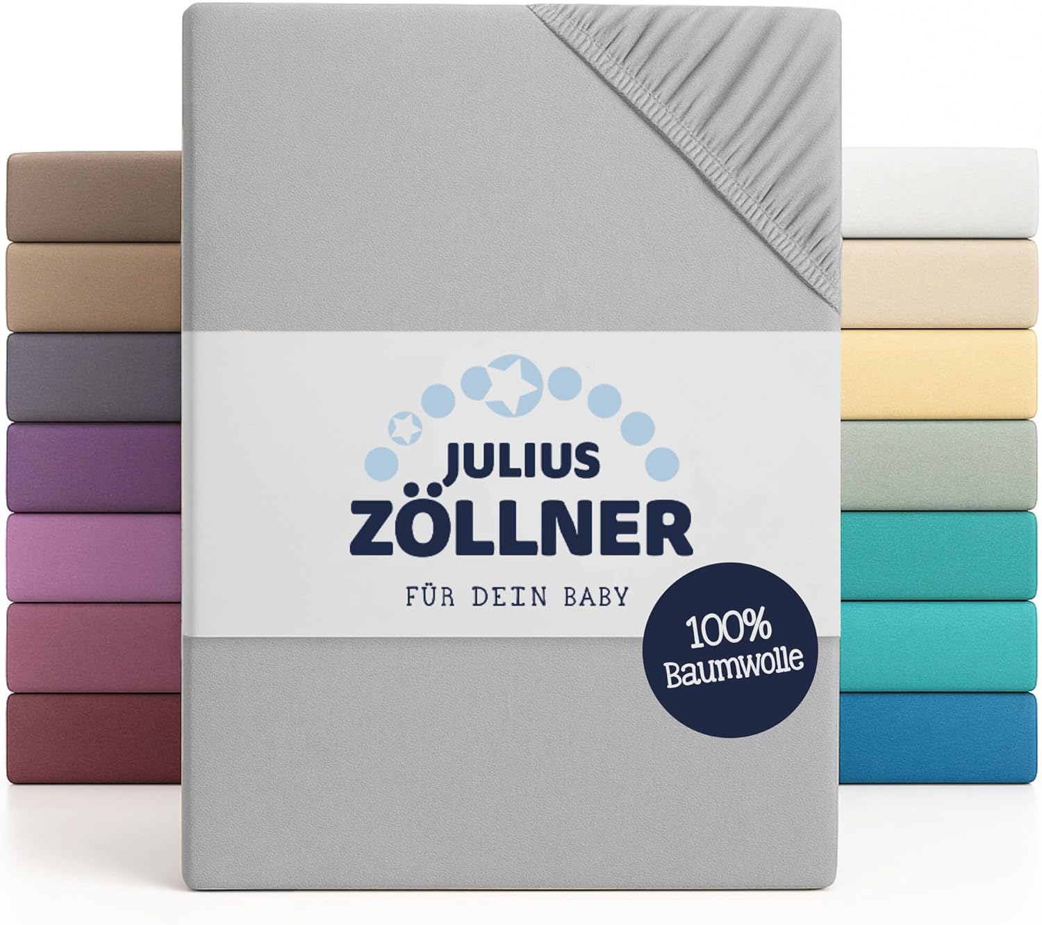 Julius Zöllner Drap-Housse Jersey pour le Lit Bébé - Gris Clair - 60/120 cm - 70/140 cm