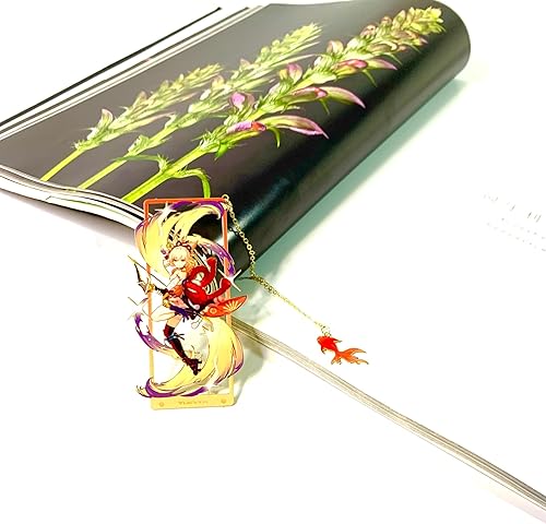 Miniatura 2 de Genshin Impact Yoimiya - Marcapáginas de metal con caja de exhibición 3D, regalos de cumpleaños perfectos para los amantes de los libros