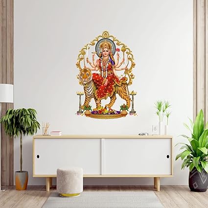 Masstone PVC Vinyl Durga Wall Sticker, 39x57 CM - Pack of 2