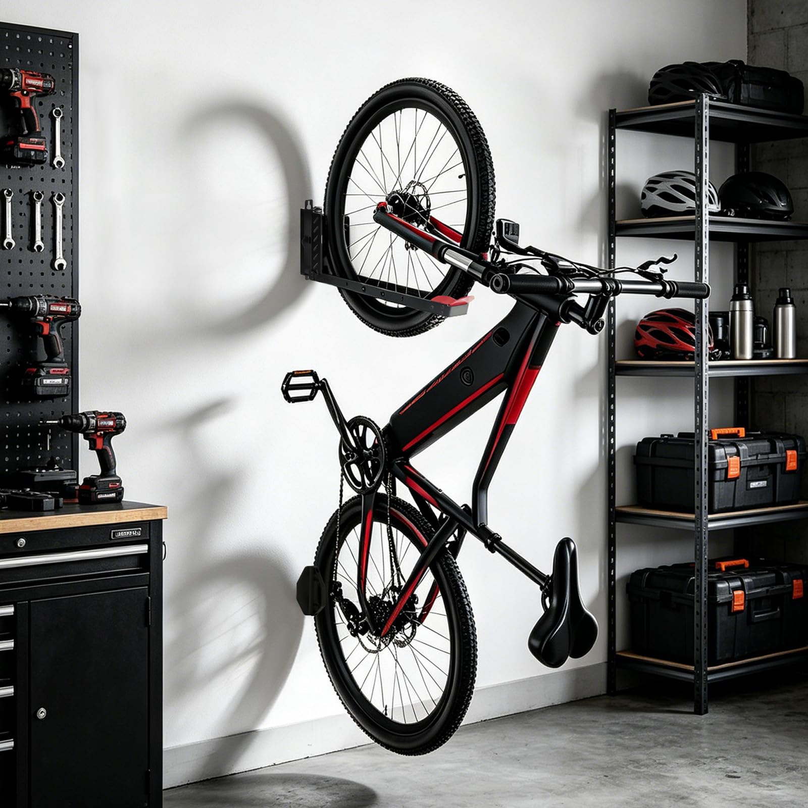 THMINS Soporte de pared giratorio para bicicleta con diseño de fácil carga, soporte para bicicletas de garaje que ahorra espacio, no requiere levantamiento pesado