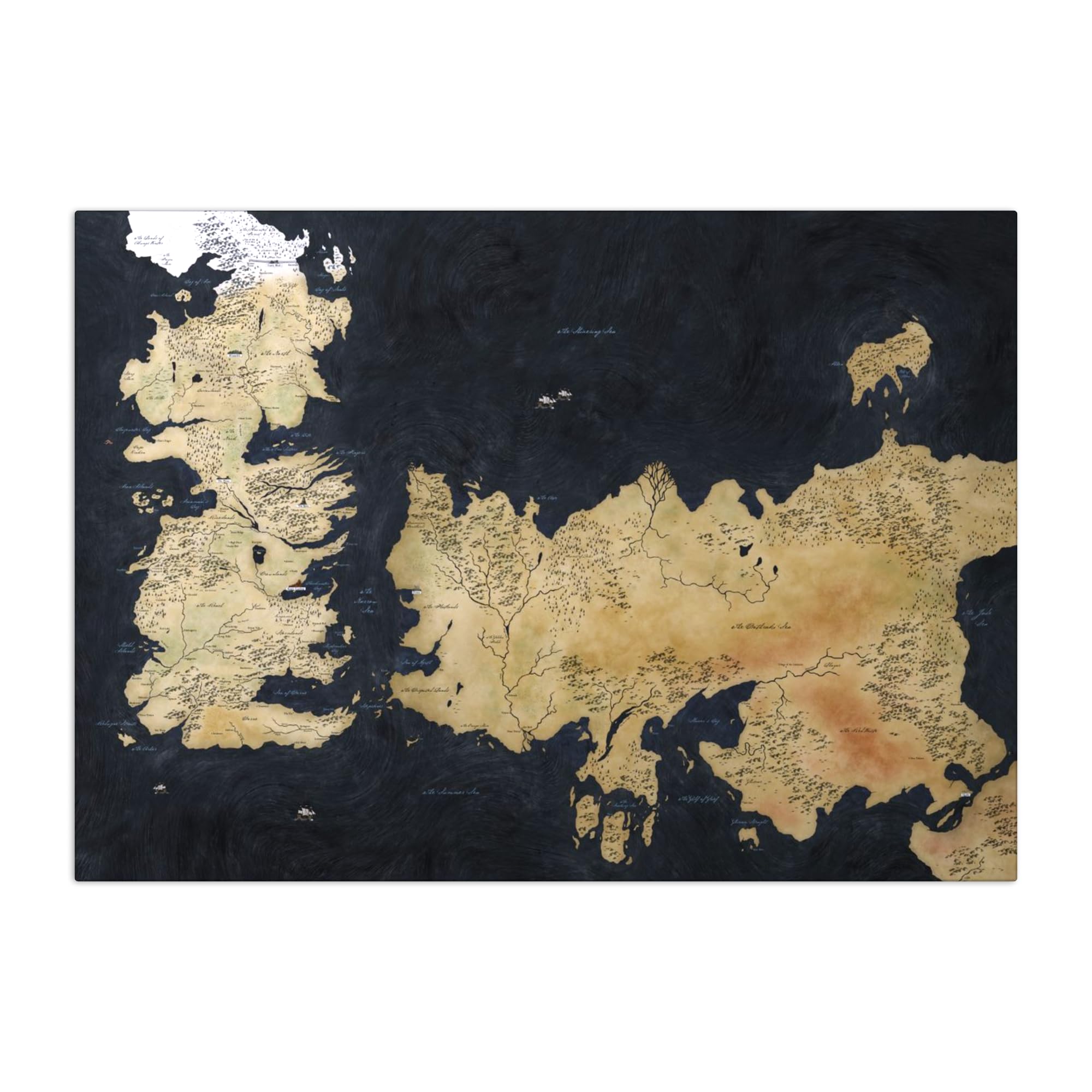 Displate Offiziell Game of Thrones MetallPoster Magnetische Befestigung Inklusive Lizenziert Bilder Hochwertiges Poster Various - Westeros Map 67.5 cm x 48 cm