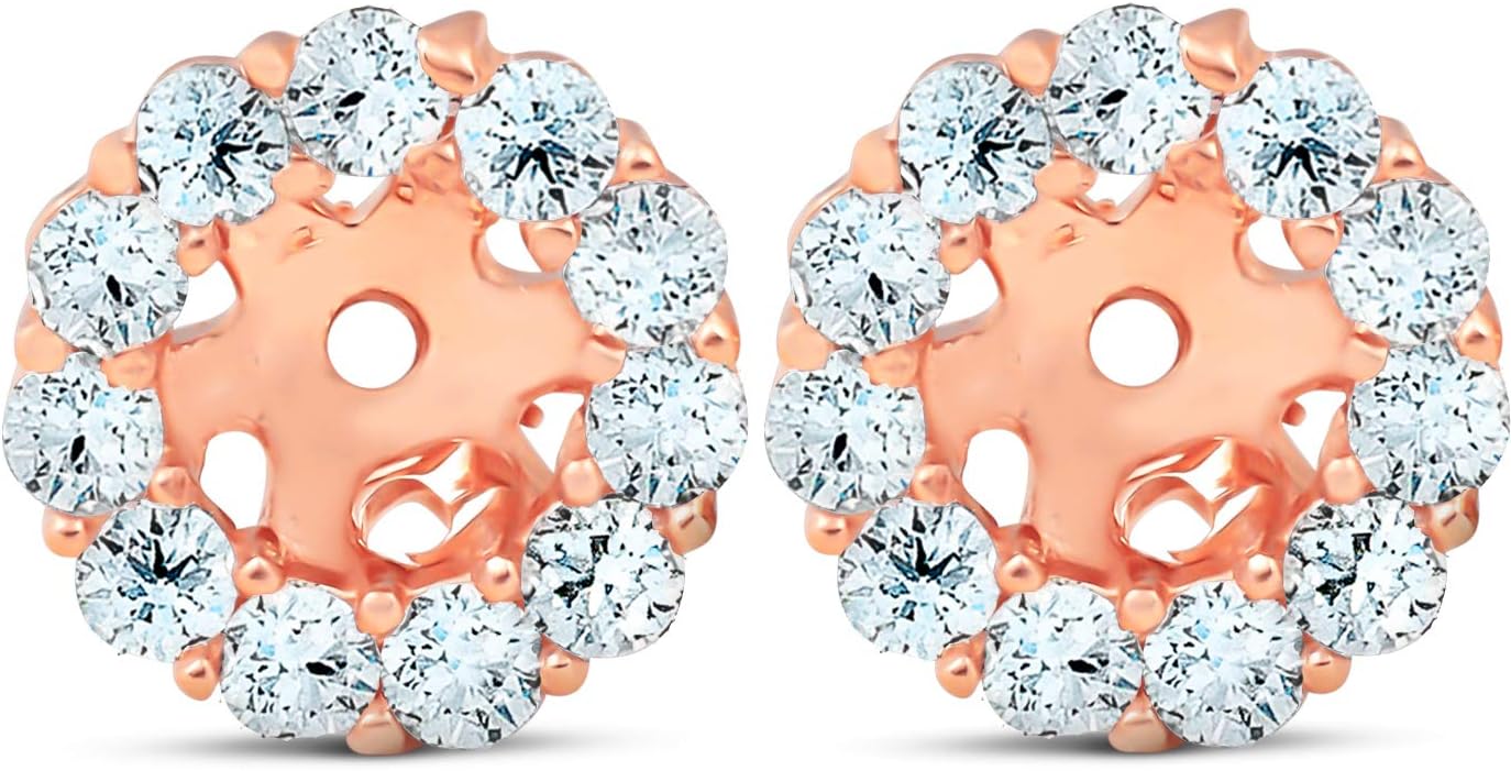 Pompeii 3/8ct Halo Diamond Earring Jackets 14K Rose Gold (4mm)