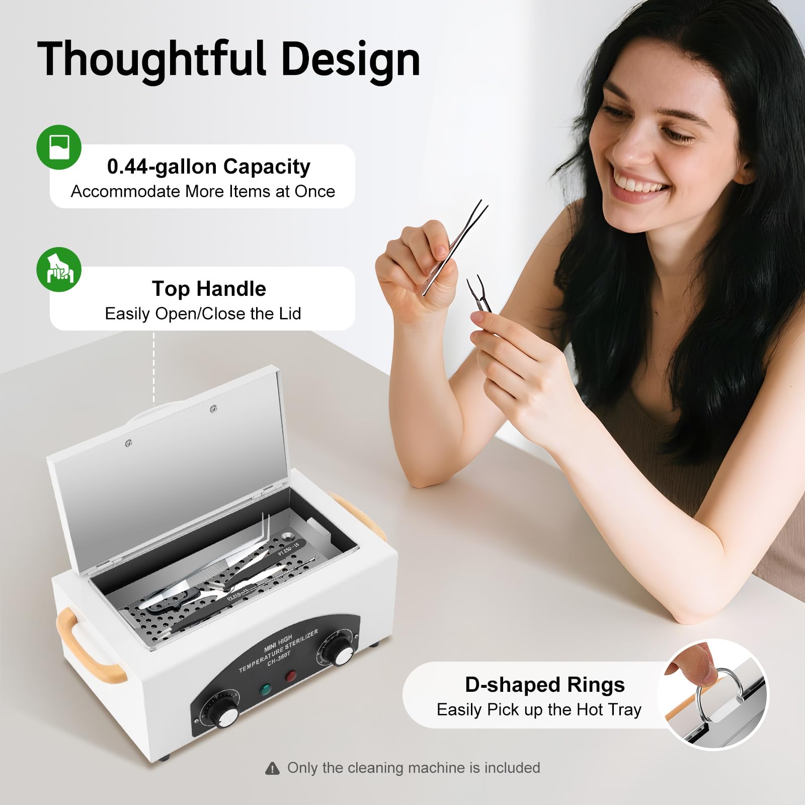 MINRS Sterilizzatore ad aria calda sterilizzatore ad alta temperatura 300 W 220 ℃ sterilizzatore a calore secco con timer regolabile per strumenti per unghie, strumenti cosmetici, cura dei piedi,