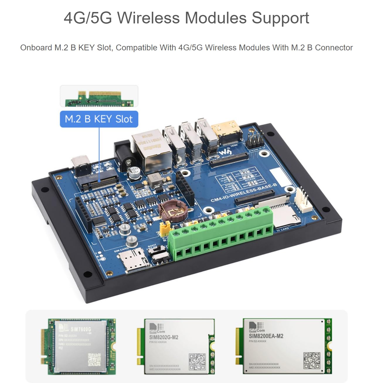 Módulo de expansión inalámbrico industrial IoT 5G/4G diseñado módulo 4 de cómputo con ranura M.2 integrada del módulo de UPS