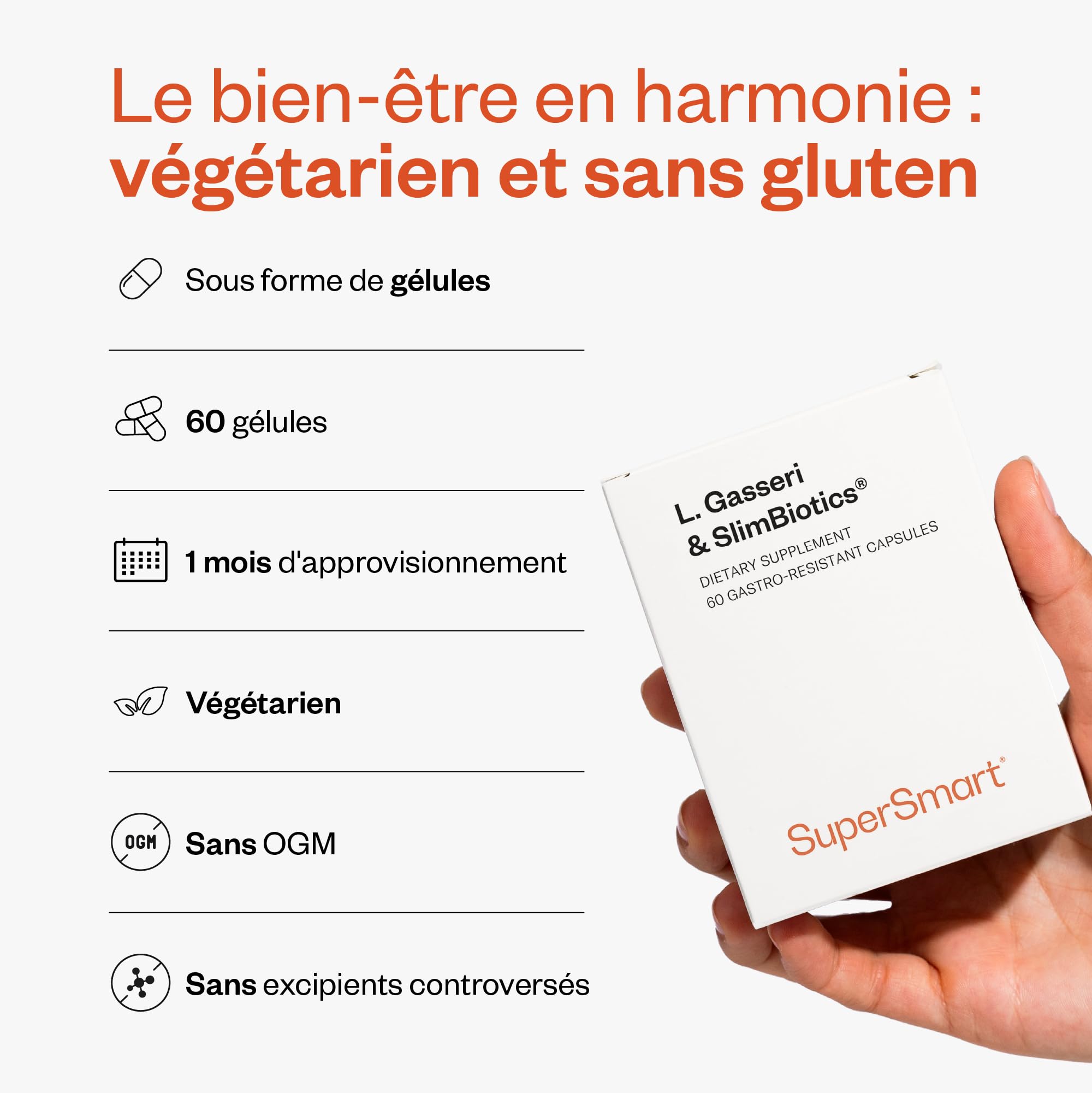 L. Gasseri & SlimBiotics® - Probiotiques pour Régime Minceur - SuperSmart | Perte de Poids et Brûle-Graisse - 18 Milliards de CFU/Jour - Testé Cliniquement - 60 Gélules Gastro-Résistantes