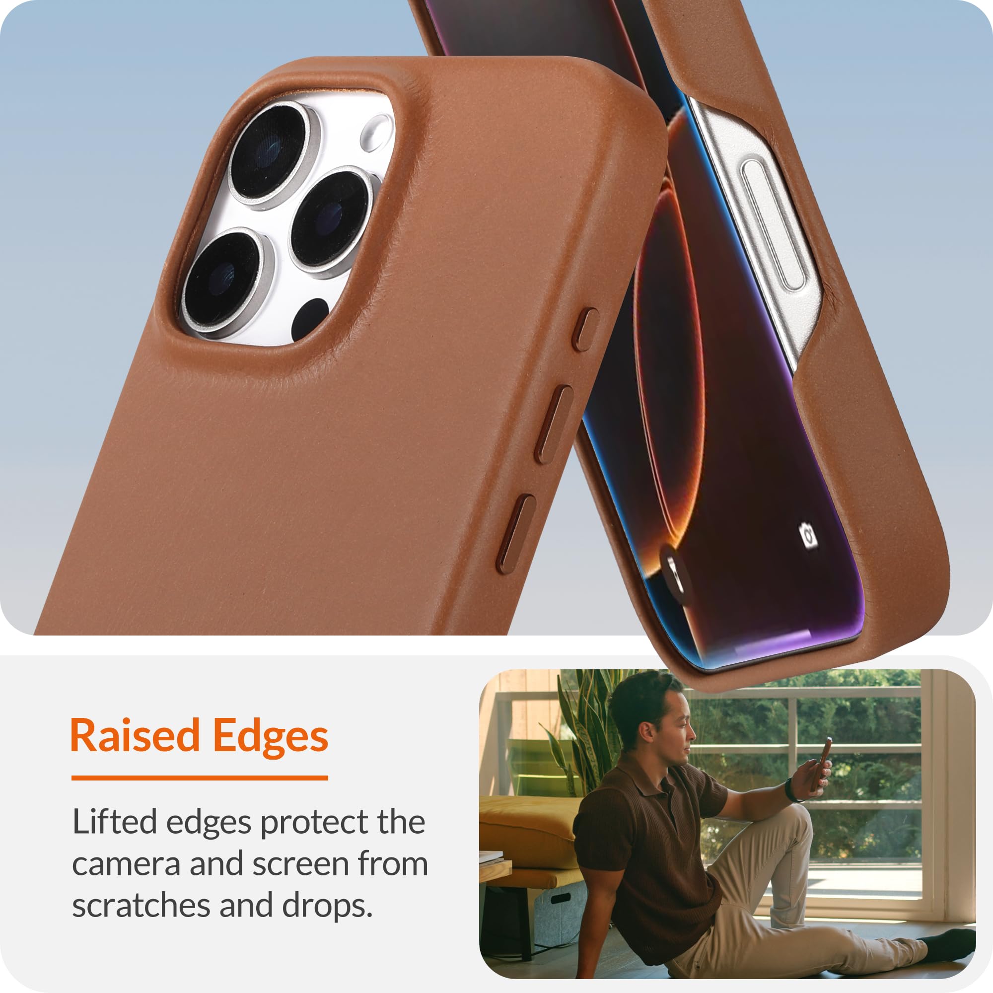 LONLI Edition, for iPhone 16 Pro Max, Premium European Full Grain Leather Phone Case, Develop Patina Over Time - Image 4