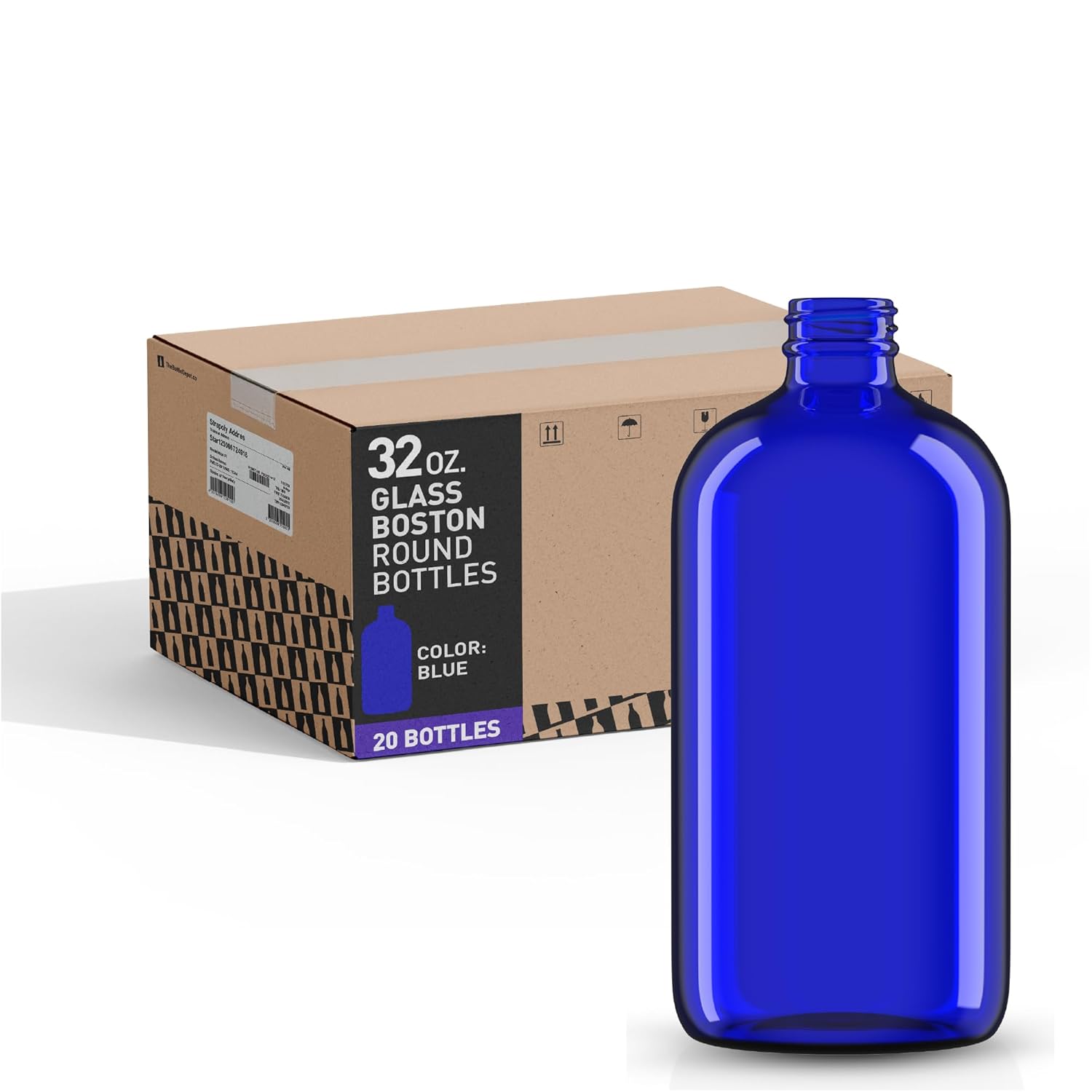 The Bottle Depot - 540 Bottles - 0.5 oz Glass Bottle - Clear Amber - Closures Not Included - 18-400 Neck Finish - Wholesale Boston Round Bottles