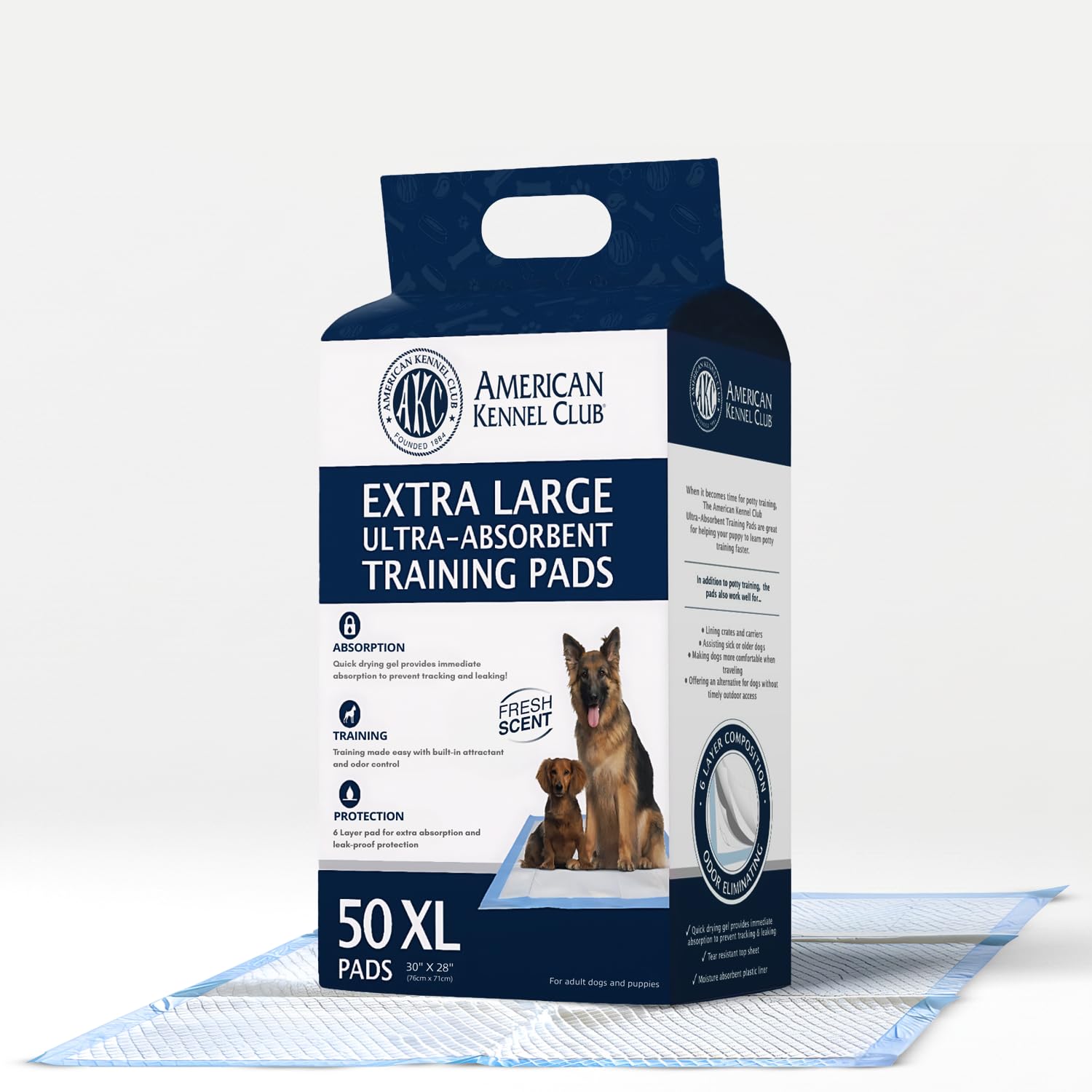 American Kennel Club Pet Training and Puppy Pads, Regular and Extra Large.