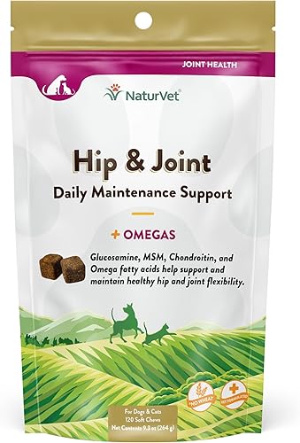 NaturVet ArthriSoothe - Suplemento para mascotas de fórmula para cadera y articulaciones para perros y gatos, incluye glucosamina, MSM, condroitina,