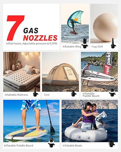 Miniatura 8 de Bomba de aire recargable de 4500 mh* 4 para tabla de remo, bomba de Paddlebaord de 22 PSI eléctrica portátil para inflador de barco y deflador con