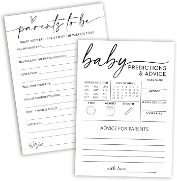 Baby Shower Games, 5" x 7" Baby Predictions and Advice Cards for Boy or Girl, Gender Reveal Party Decorations Supplies for Parents to Be - B04