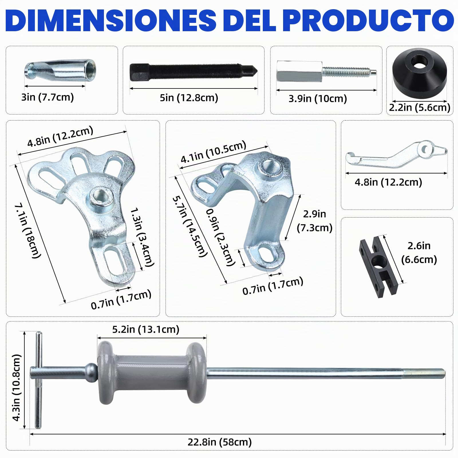 BOOMSTART 17 Piezas Conjunto de Extractor de cojinete, Extractor de rodamiento de Engranaje de Cubo de abolladura con Martillo Deslizante, Herramienta Interna y Externa de 2 y 3 mandíbulas