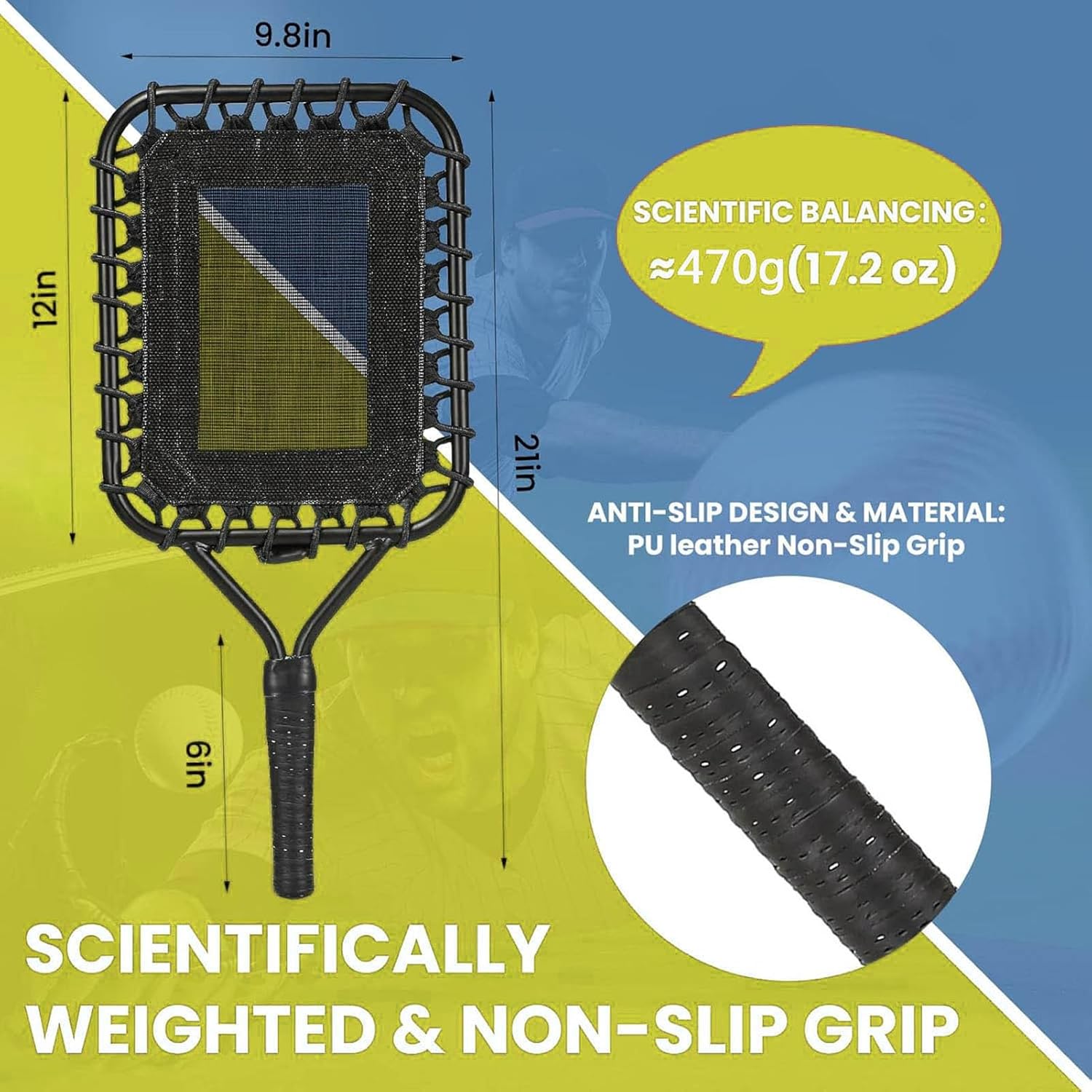 Baseball Fungo Bat, Sturdy Metal Frame with Elastic Net for Accurate Hitting, Anti Slip Grip Handle, Storage Bag Included, for Players Training Ground Fly Balls Practice