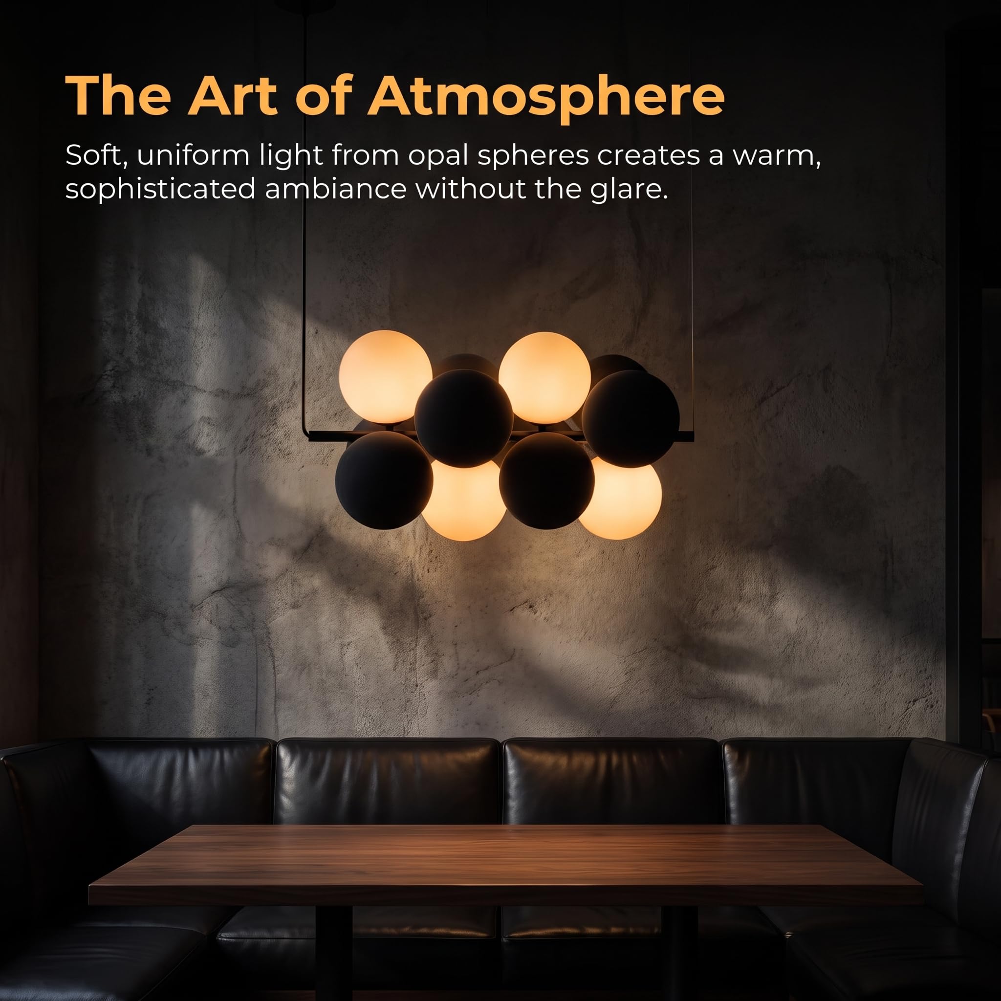 BARCELONA LED Lampada Acustica Sospesa DRAC Grigia Design Moderno | Assorbimento Sonoro, Sfere Tessili, Ufficio, Ristorante, Arredo Interni, Installazione Orizzontale