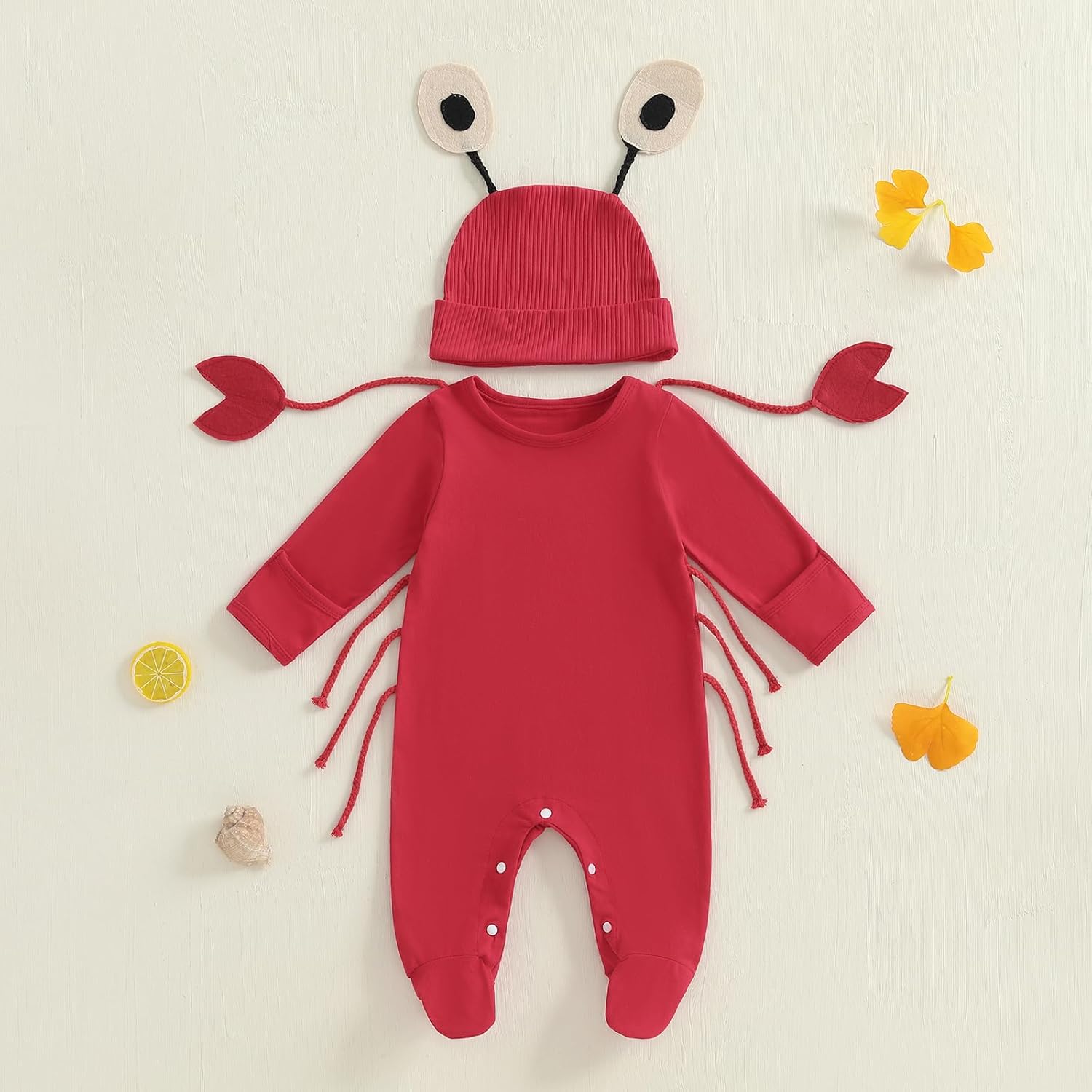 Twopumpkin Newborn Toddler Baby Boy Girl Halloween Lobster Costume Infant Crab Fish Amimal Costumes Romper Onesie Outift (Lobster Red, Newborn) - Image 2