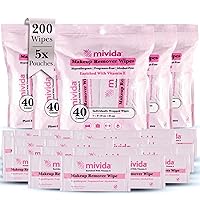 Vista 11 de mivida 60 toallitas desmaquillantes hipoalergénicas envueltas individualmente con vitamina E Probadas por dermatólogos, sin alcohol, sin