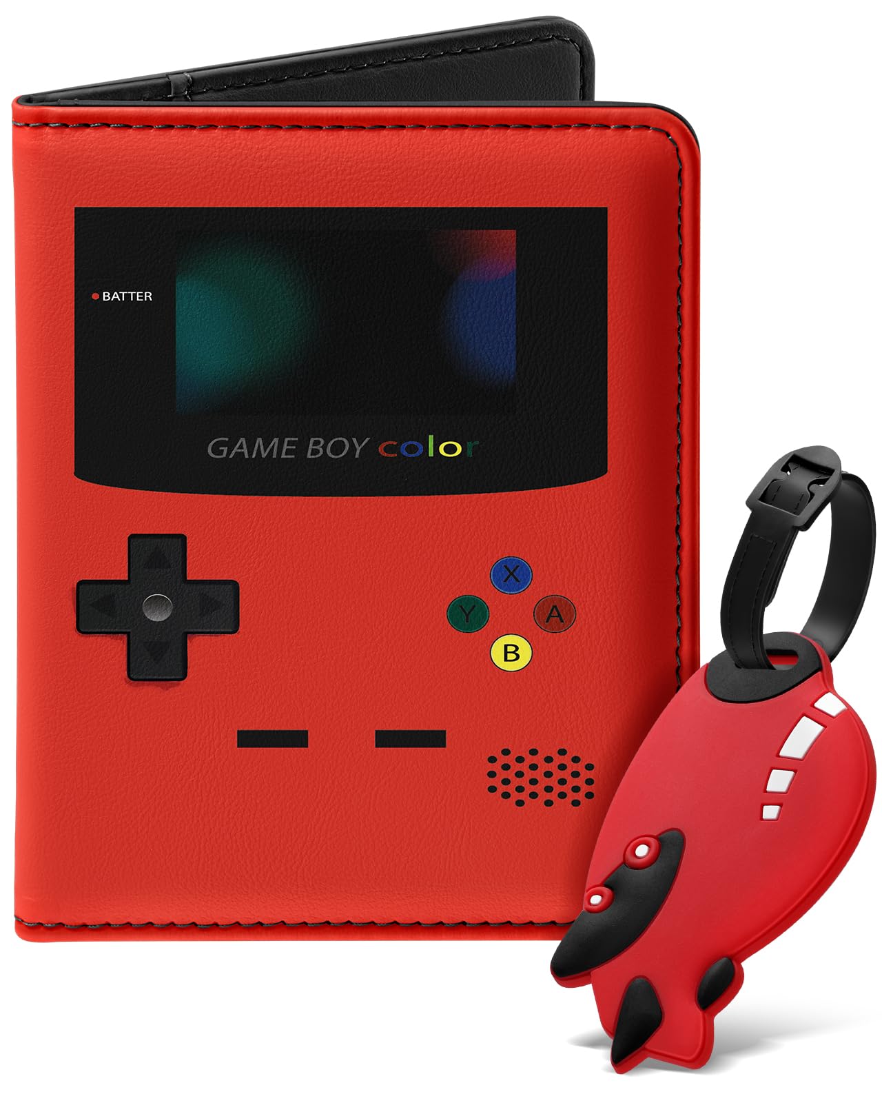 Slohif Kids Passport Holder Lugguage Tag Set Suitcase Cover Wallet Case for Travel Boys Women - Cute Leather Passport Book Personalized Organizer Card