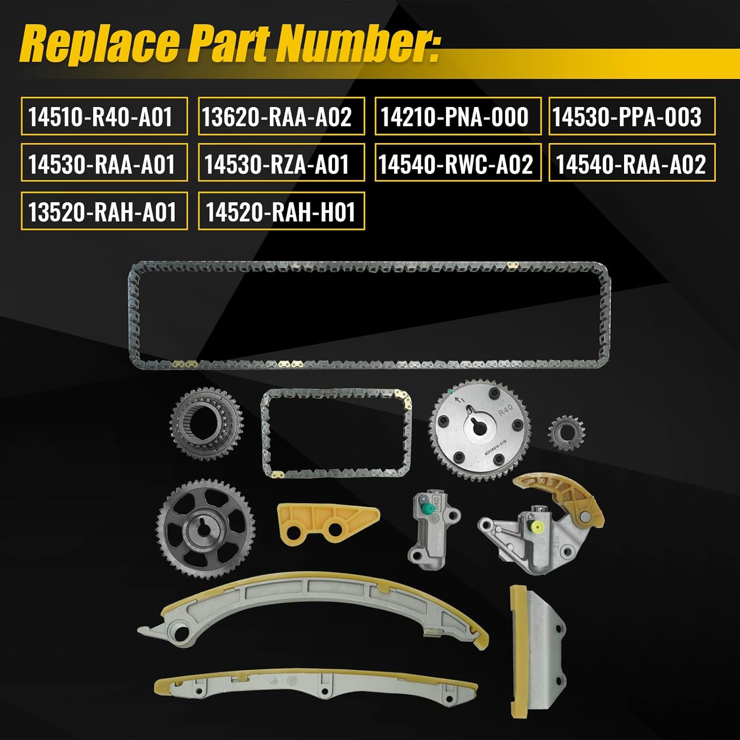 2.4L Timing Chain Kit for Honda Accord CR-V CRV Acura ILX TSX Civic Crosstour 2008-2015 2.4 L4 Engine Timing Chain Set 14510-R40-A01 14530-RAA-A01 with Tensioner Camshaft Adjuster