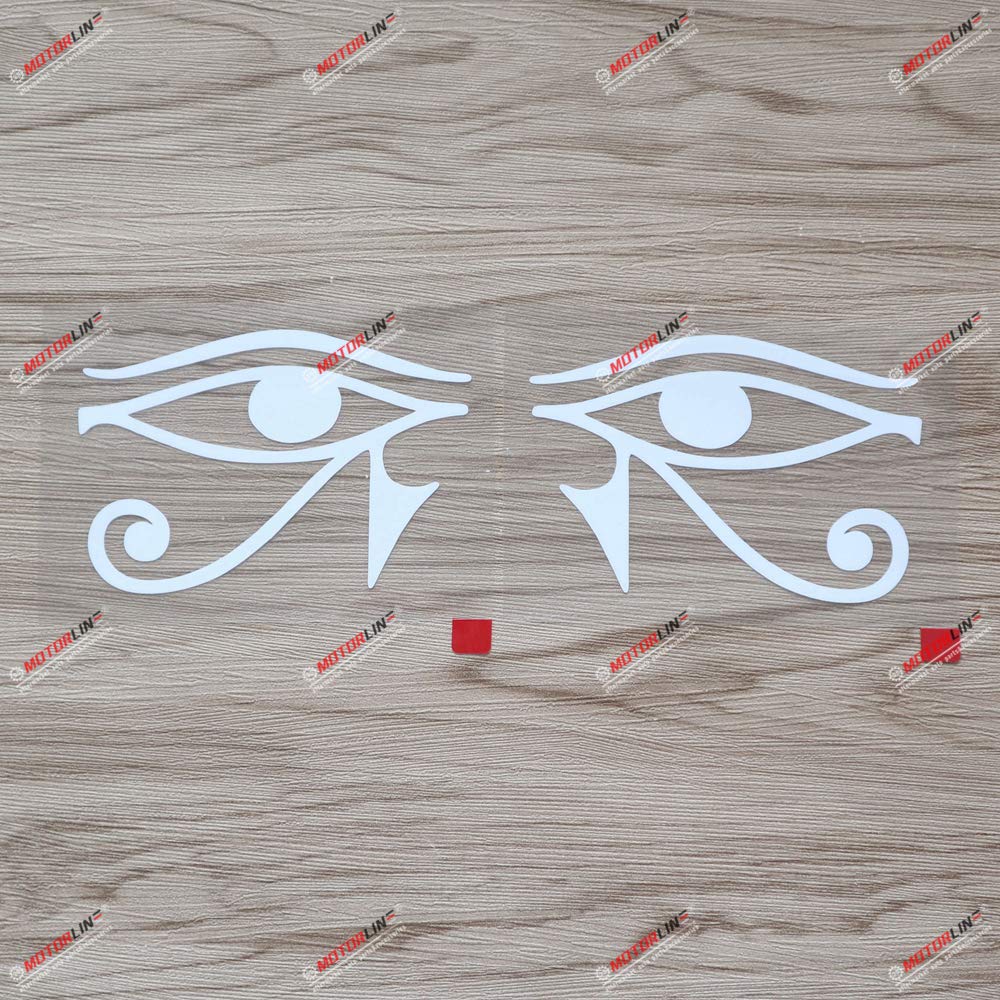 Pair White 4 Inches Eye of RA RE Horse Egyptian God Decal Vinyl Sticker Car Laptop Window - Mirror Images Reversed
