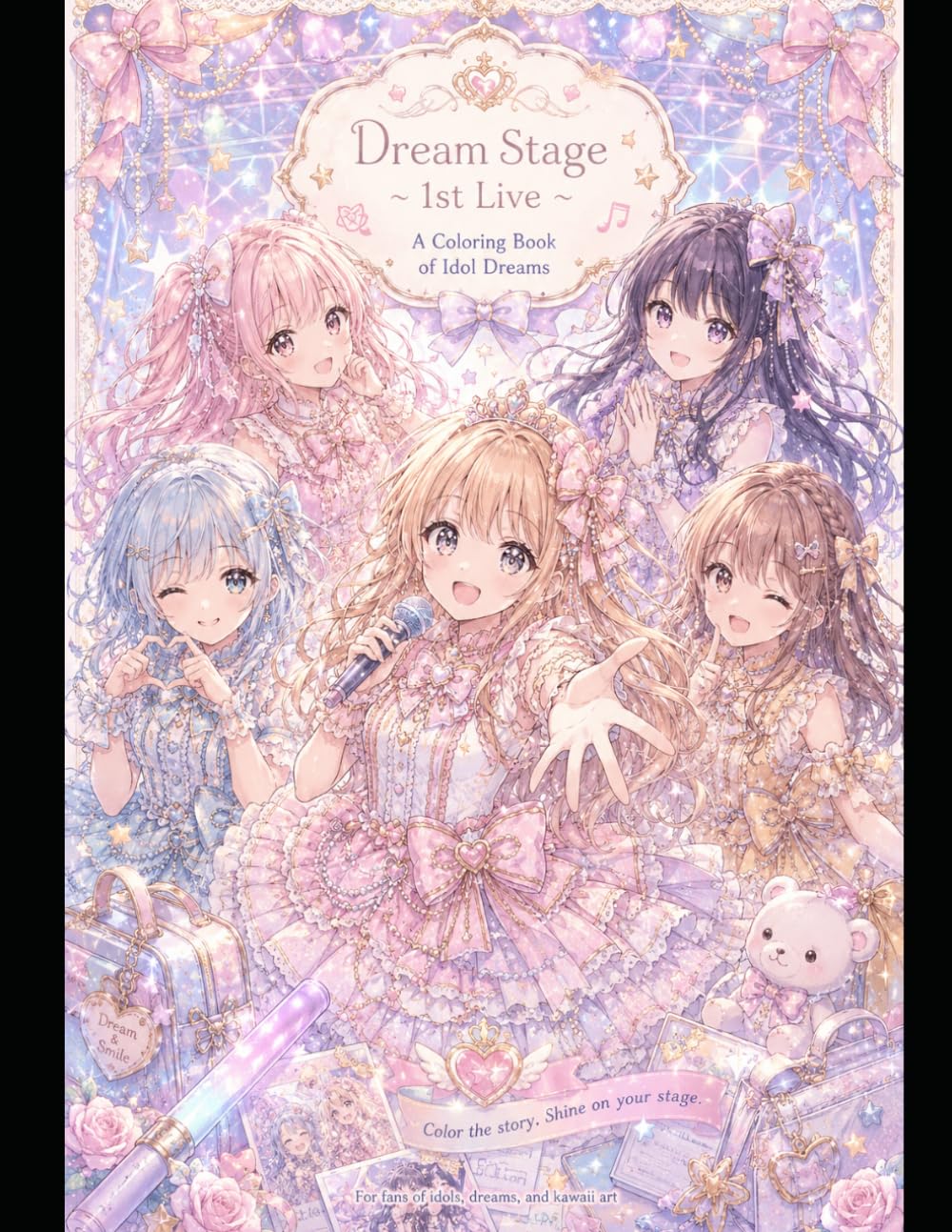 **Dream Stage ~ 1st Live ~** A Kawaii Idol Coloring Book: Cute Anime Idol Scenes, Fashion, Performances & Dreamy Story Moments for Teens and Adults
