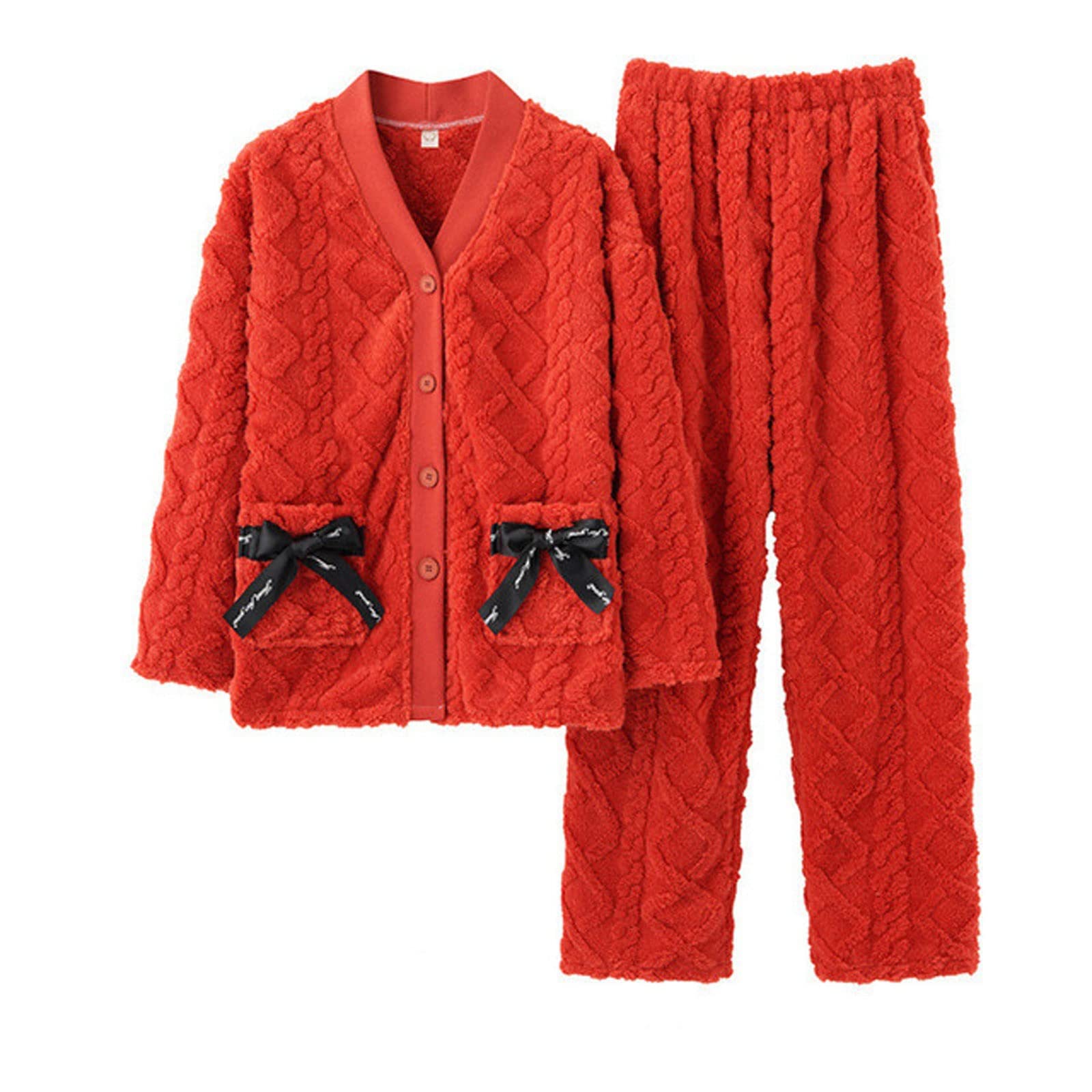 Zestaw piżam damskich Miękka bielizna nocna Pjs Flanelowa ocieplana piżama damska zimowa piżama zestaw bielizna nocna damska odzież domowa na co dzień PJ Set Loungewear Bielizna nocna (Color : G, Si