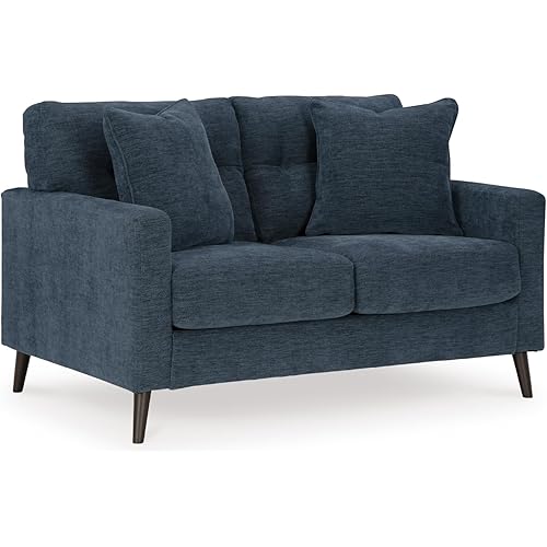 Signature Design by Ashley Bixler Classic Tufted Loveseat with Removable Cushions, Blue