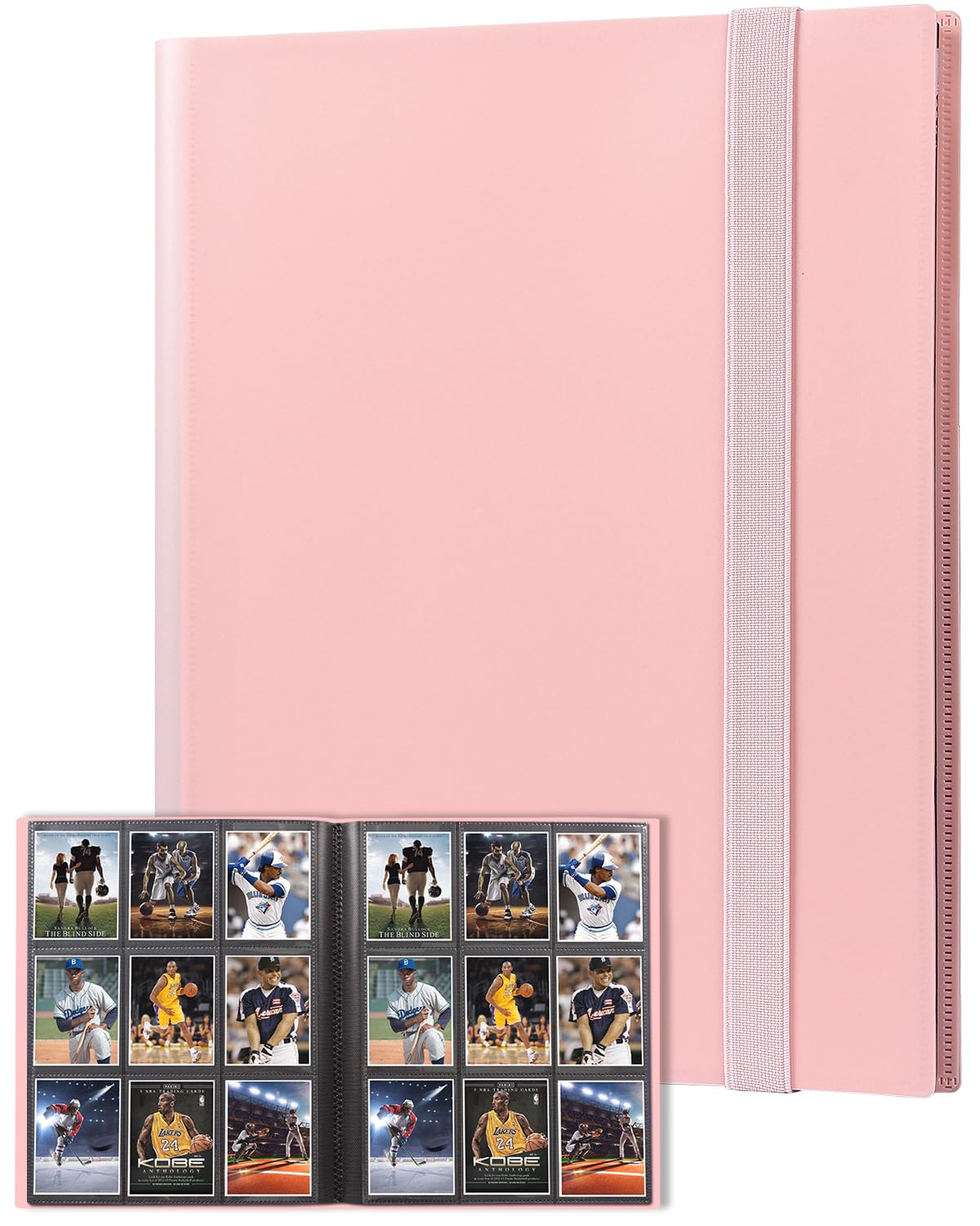 GEAoffice Card Binder, 9 Pockets Trading Card Album Folder, 360 Side Loading Pocket Binder for Yugioh, MTG and Other TCG, Pink
