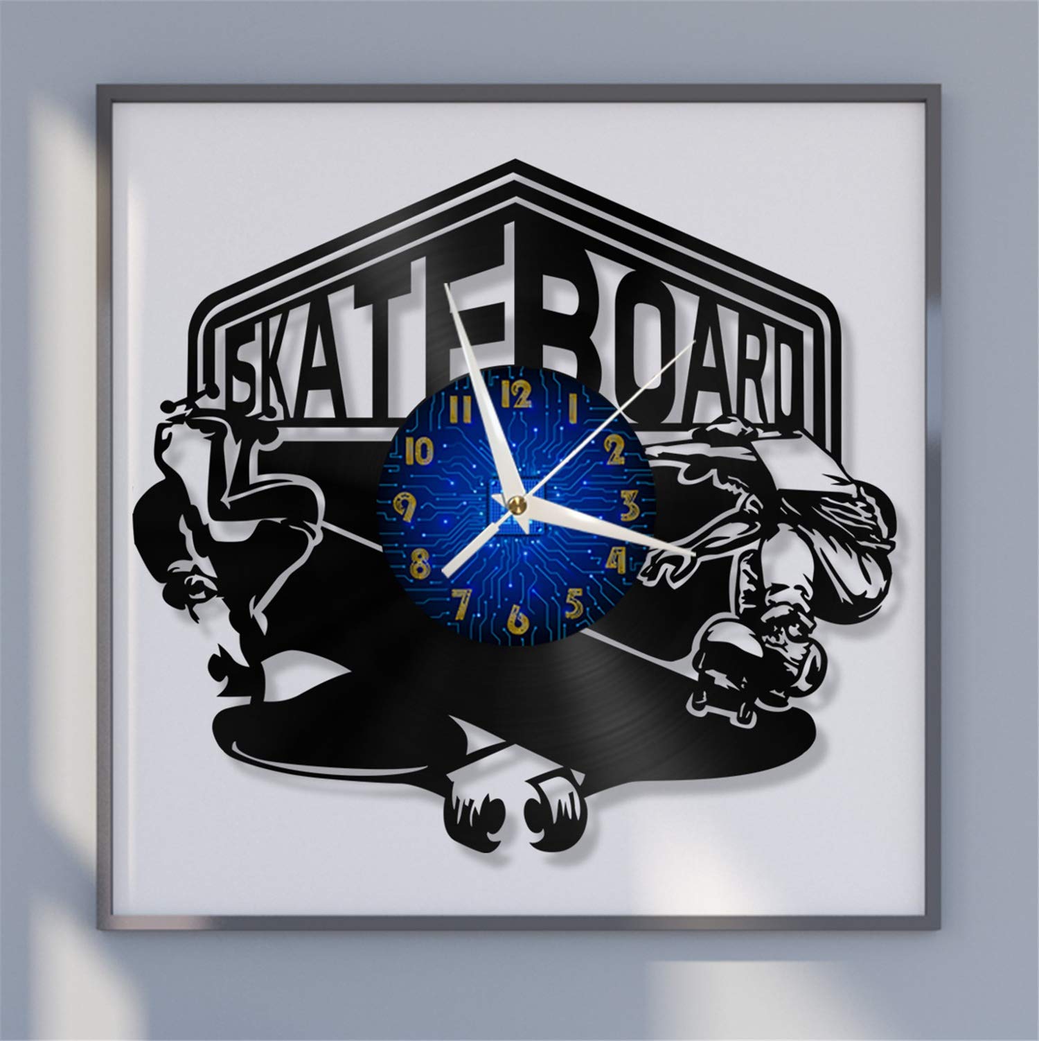 Horloge Disque Vinyle Suspendu YH Skateboard 30CM Décoration Murale
