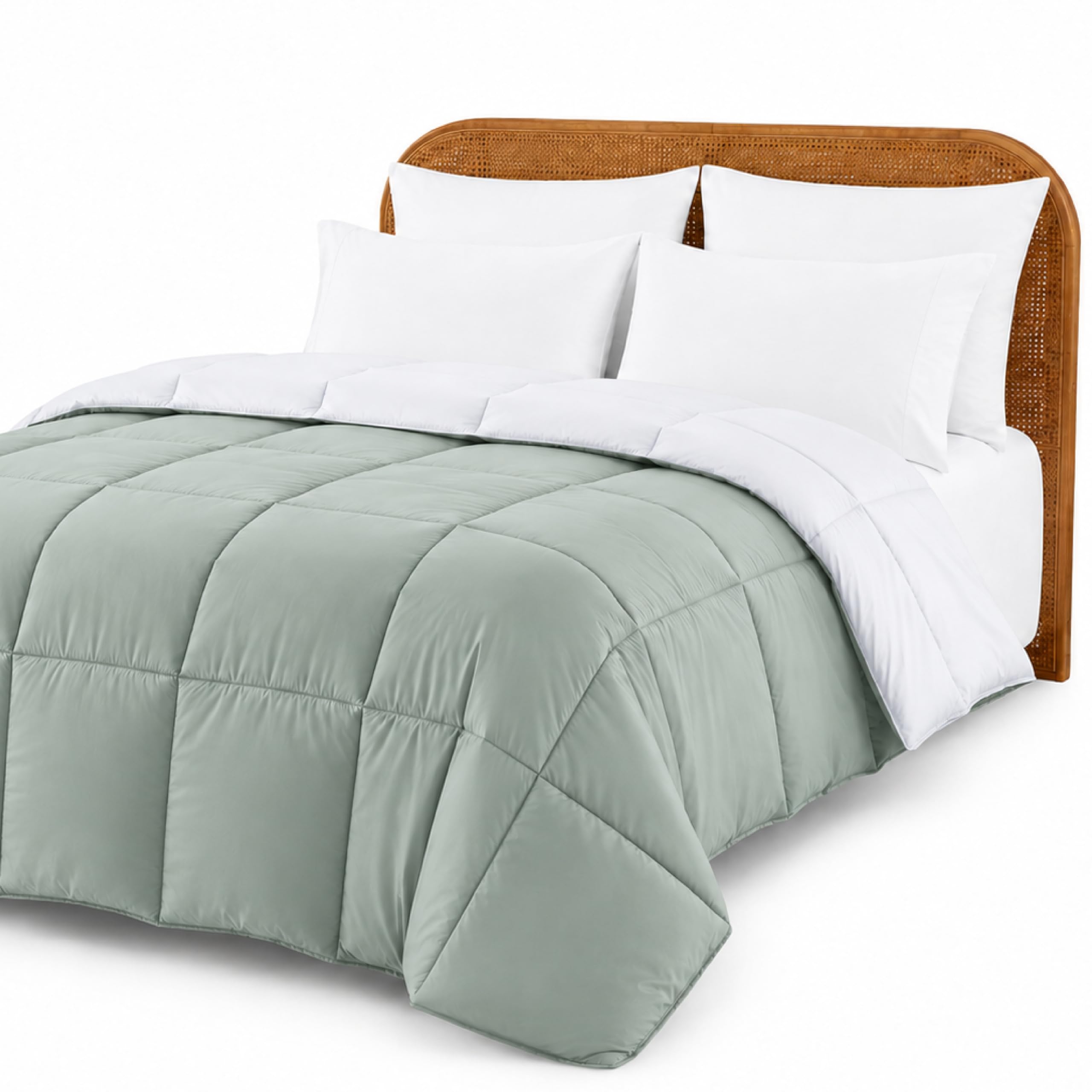 Modern Threads Comforter Duvet Insert, Reversible Quilted Down Alternative Comforter with Corner Tabs, All Season Bedding, King, White/Gray