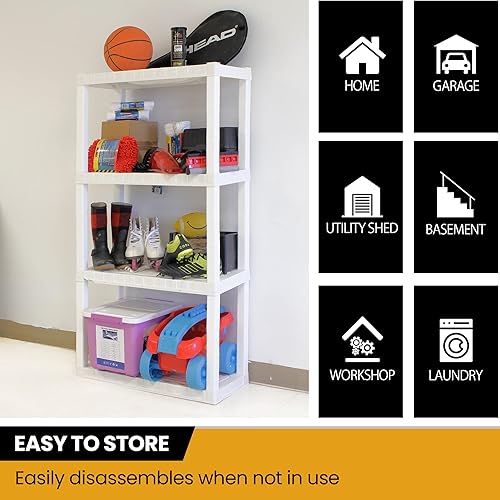 Miniatura 4 de Koolatron Estantería de 4 niveles, 57 de altura fija, organizador de almacenamiento mediano para el hogar, garaje, sótano, cobertizo y lavandería,