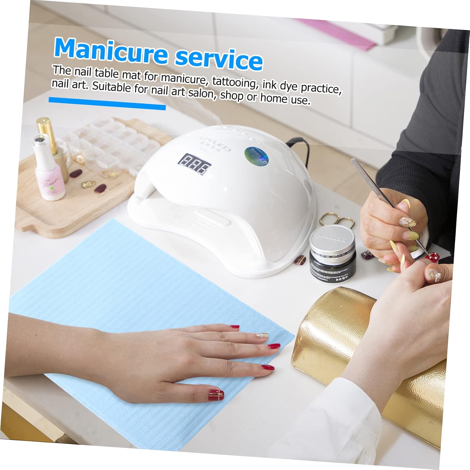 125pcs Manicure Table Cover Disposable Nail Mats Nail Care Pad Easy Clean Work Mat