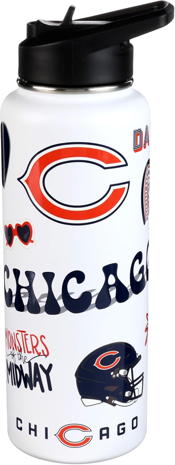 The Memory Company Officially Licensed NFL 34oz Water Bottle - Premium Stainless Steel Double-Wall Insulated, Leakproof Design