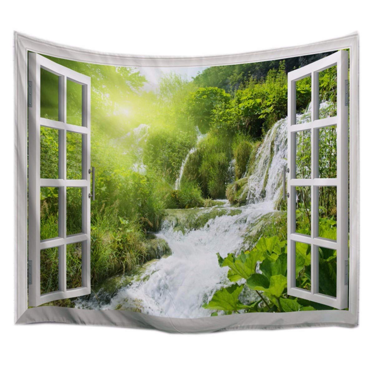 A.Monamour Tropical Dark Green Banana Palm Tree Leaf Plants Themed Print Fabric Tapestry Wall Hangings Blanket Bohemian Bedspread Cover Hippie Beach Towels Bedroom Living Room Dorm 153X102Cm/60"X40" — view 9