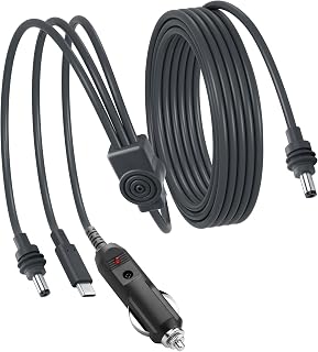 CERRXIAN 16.5FT Starlink Mini 3 in 1 DC Power Cable,100W 12V-24V DC Male to USB-C & Cigarette Lighter Plug Waterproof Extension Cable, Starlink Mini Power Accessories for Laptops, Camping