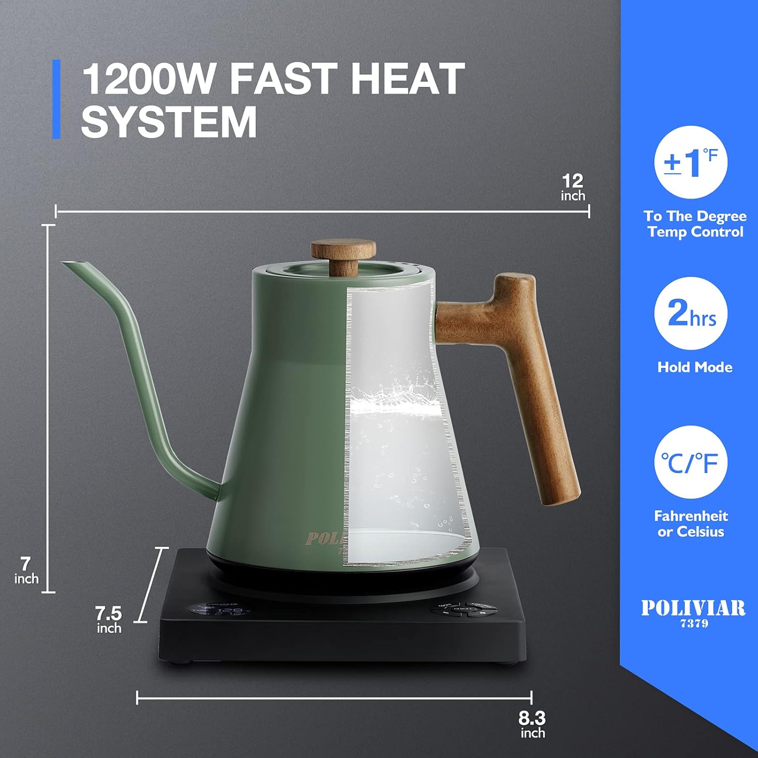 Poliviar 34 oz French Press Coffee Maker & Electric Gooseneck 34oz Pour Over Coffee Kettle Combo Package, Food Grade Stainless Steel for Good Coffee and Tea