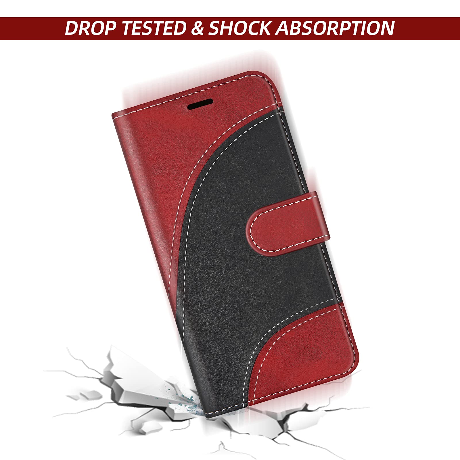 Cover Portafoglio In Pelle PU Con Magnete Per Xiaomi Mi 10 Lite 5G - Custodia A Libro Con Slot Carte (Vino Rosso)
