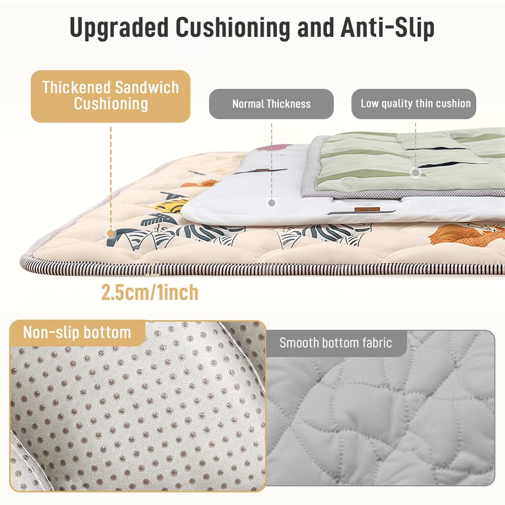 COMOMY Baby Play Mats for Floor 127x127 cm Foldable Washable Baby Playmat for Playpen Quilted Soft Padded Crawling Mat - Image 4