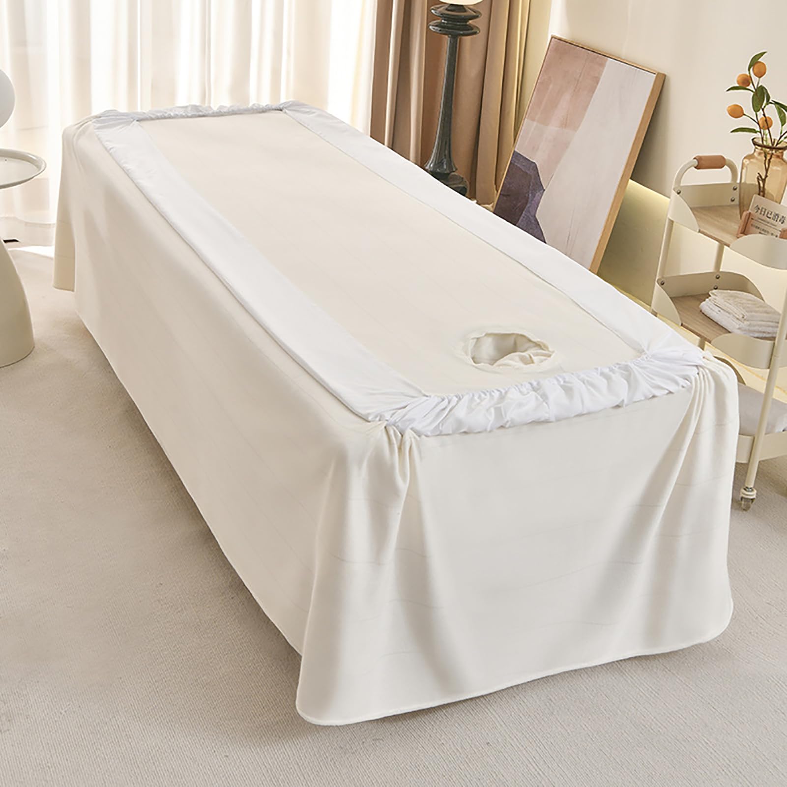 Spódnica do łóżka do masażu Pokrowiec na łóżko spa z elastyczną taśmą Oddychająca spódnica do stołu, 4-częściowy zestaw pościeli do salonu kosmetycznego,Yellow3,80x190cm(31x75inch)