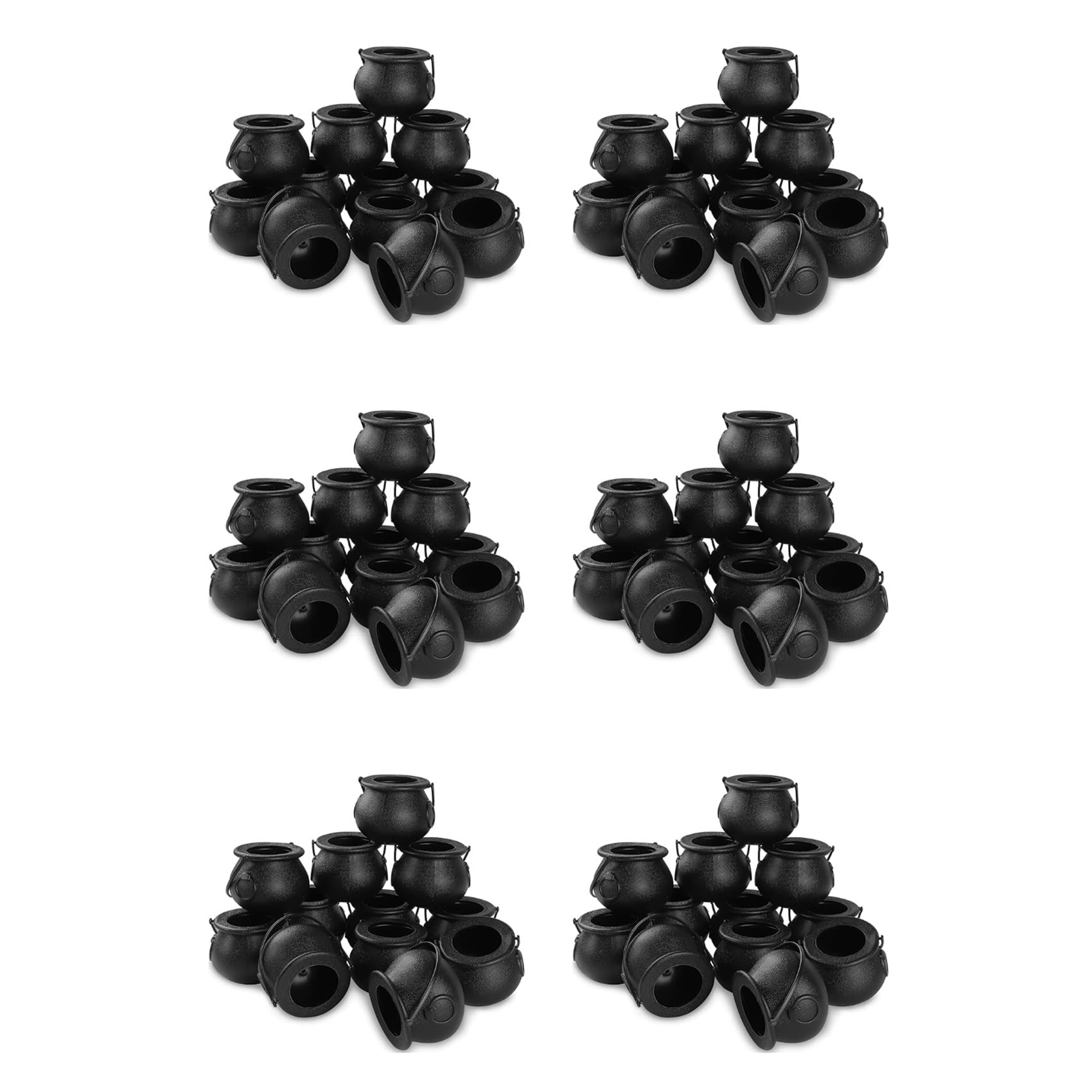 Vjsujehgy 72Pcs Mini Black Cauldron with Handle Halloween Mini Witch Cauldron Halloween Pot Candy Holder for Halloween